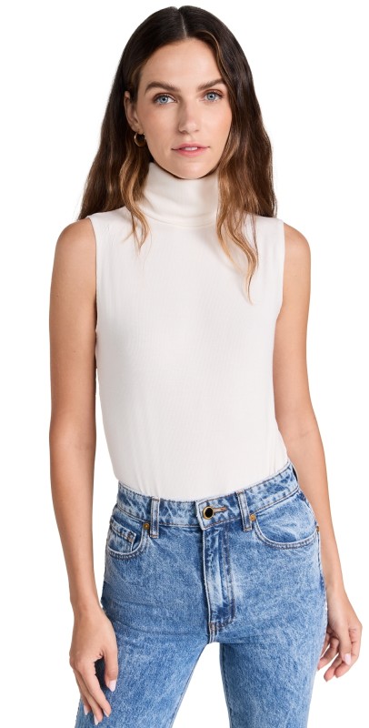 L'AGENCE Ceci Sleeveless Turtleneck Off White