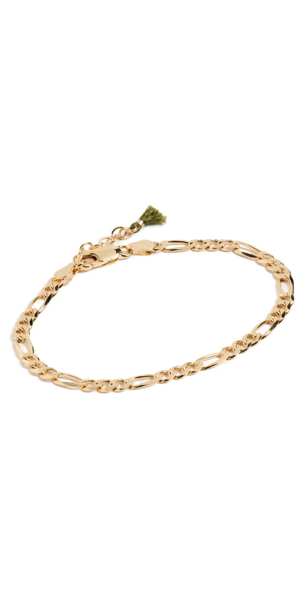 SHASHI 14k Figaro Chain Bracelet Gold