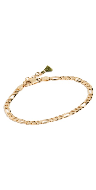SHASHI 14k Figaro Chain Bracelet Gold