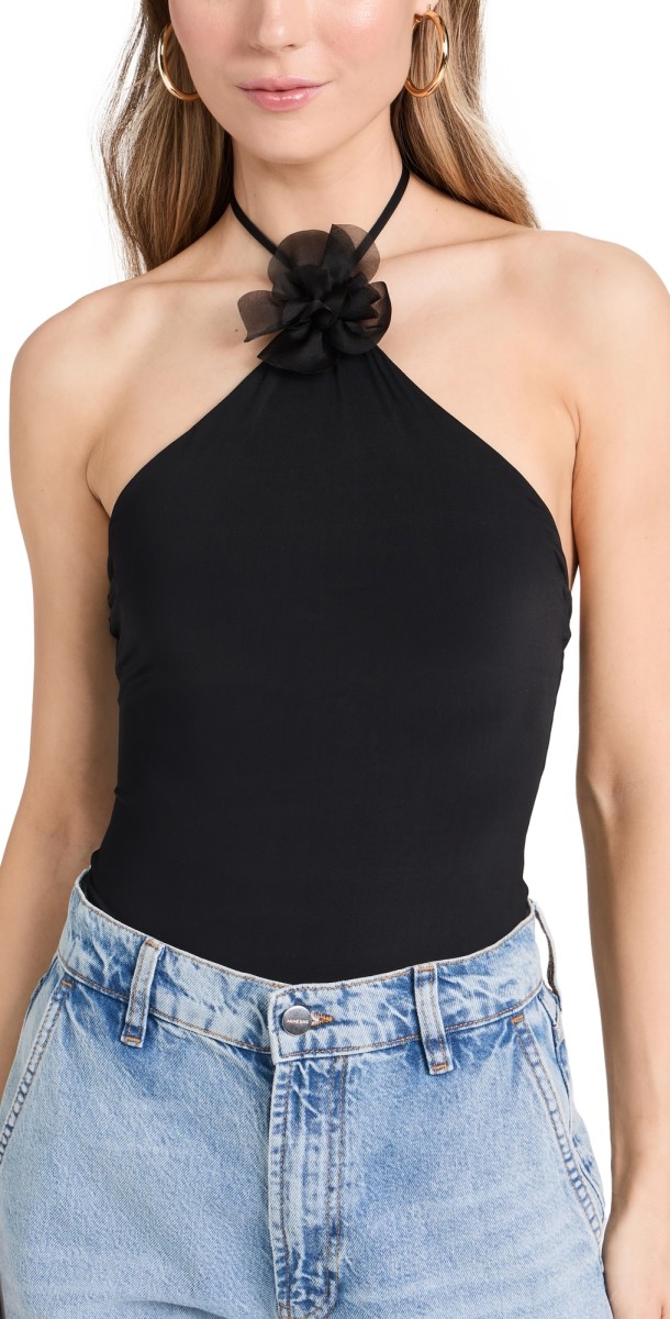 BARDOT Como Jersey Thong Bodysuit Black