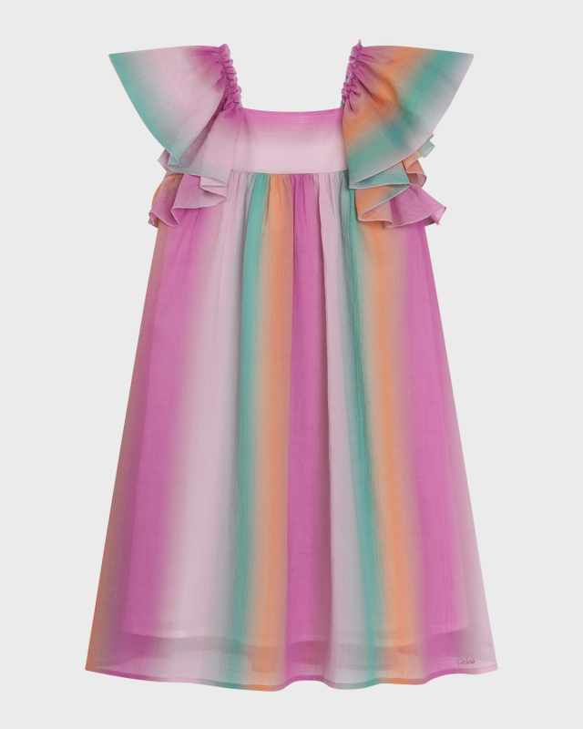 Girl's Multicolor Embroidered Cap Sleeve Dress, Size 4-5