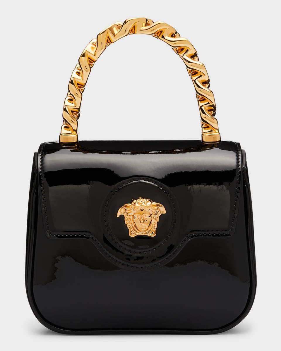 Medusa Patent Chain Top-Handle Crossbody Bag
