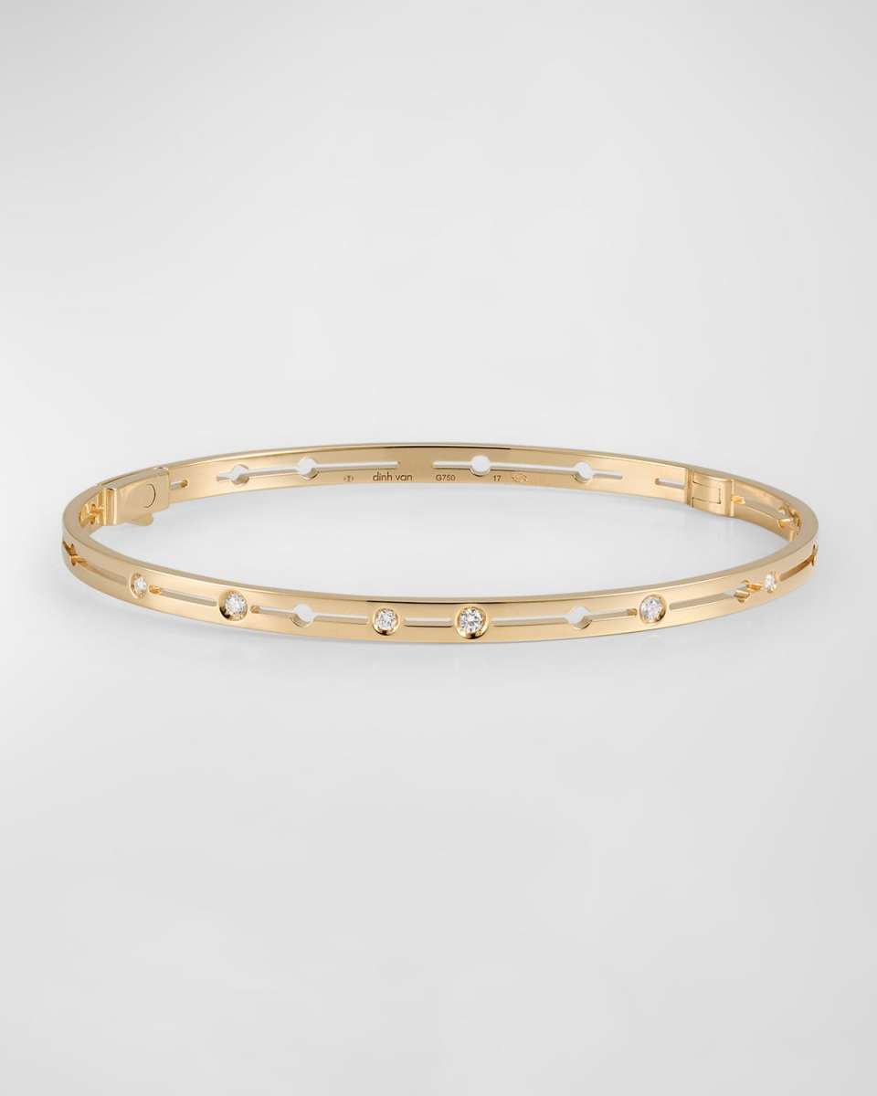 Yellow Gold Pulse 3-Row Pave Diamond Bangle