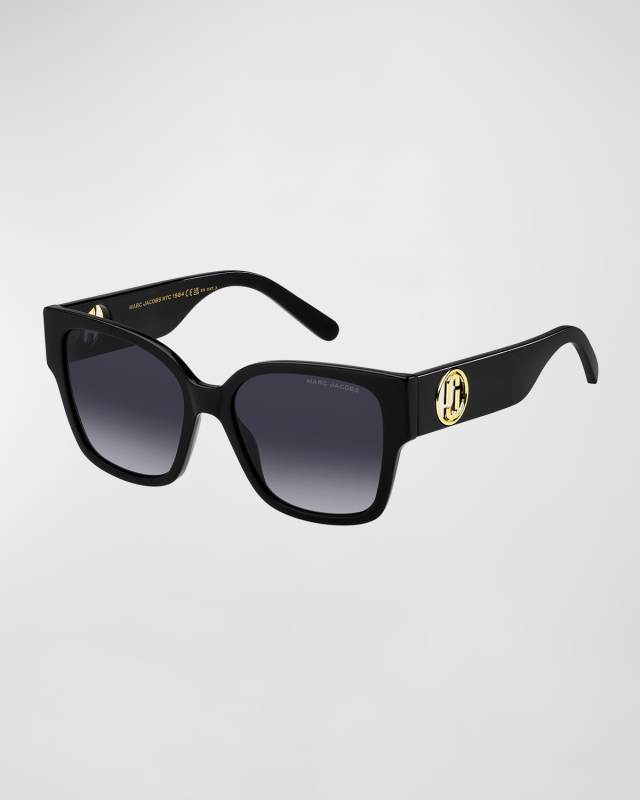 Gradient Acetate & Metal Square Sunglasses