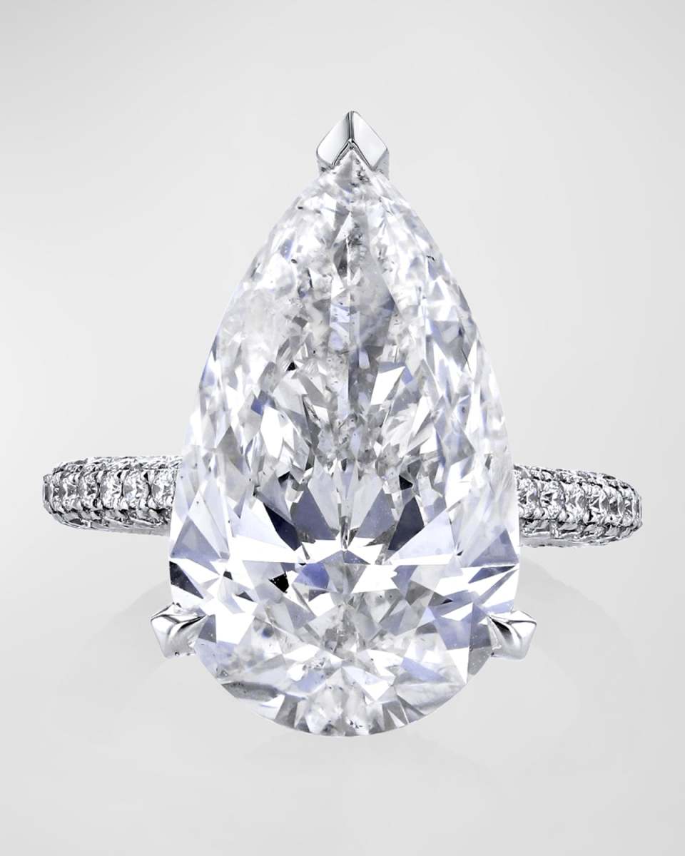 Platinum Pear Cut Diamond Ring, 11.20tcw (Size 6.5)