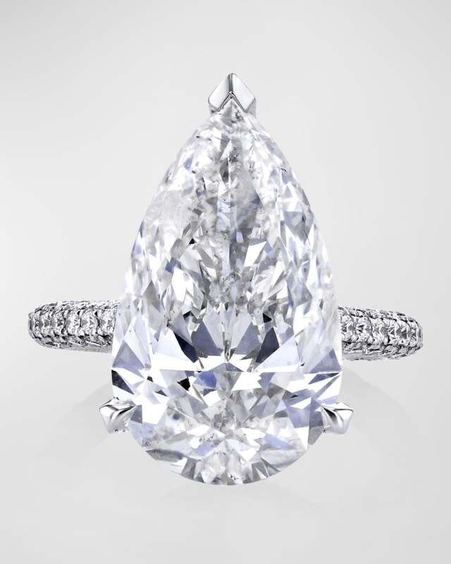 Platinum Pear Cut Diamond Ring, 11.20tcw (Size 6.5)