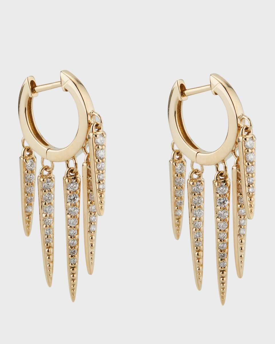 Graduated Diamond Fringe Huggie Earrings