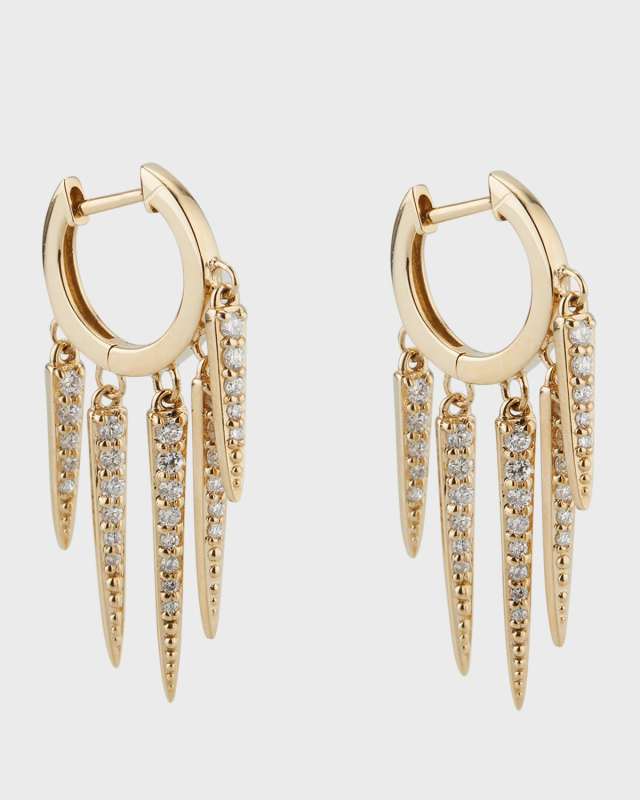 Graduated Diamond Fringe Huggie Earrings