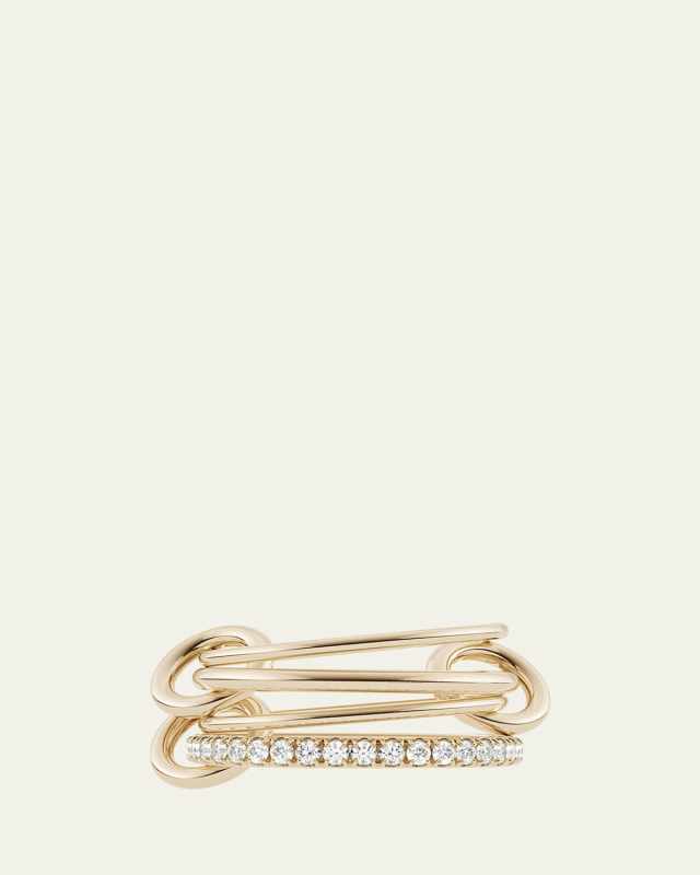 18K Yellow Gold Pisces 4-Link Pave White Diamond Ring