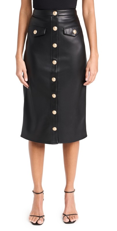 L'AGENCE Milann Midi Skirt Black