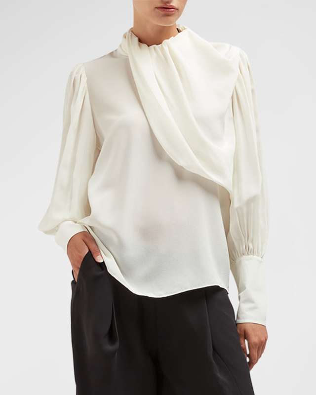 Grace Draped Organic Crepe De Chine Blouse