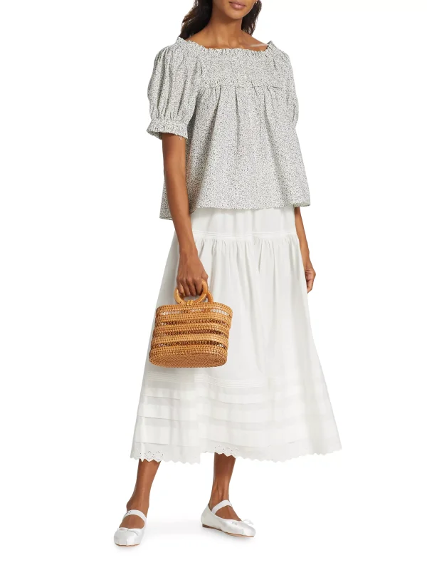 DOEN Sebastiane Tiered Cotton Maxi Skirt