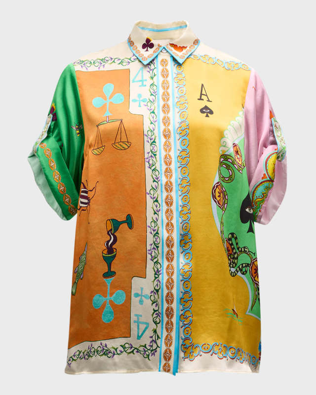 Rummy Printed Silk Short-Sleeve Shirt