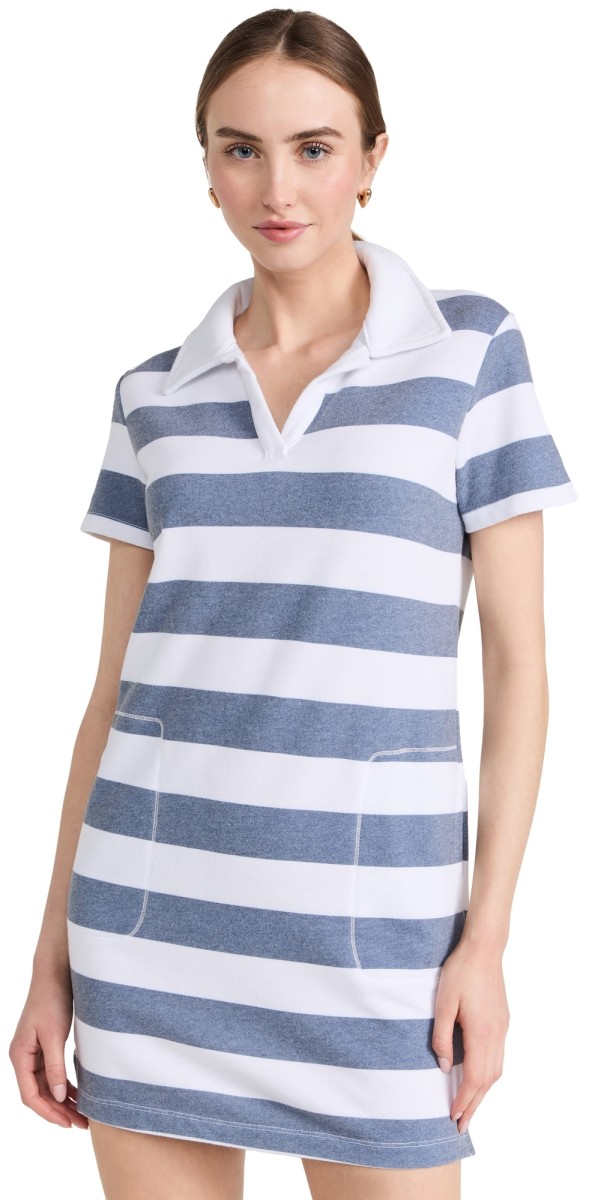 SUNDRYtripe Mini Polo Dress White