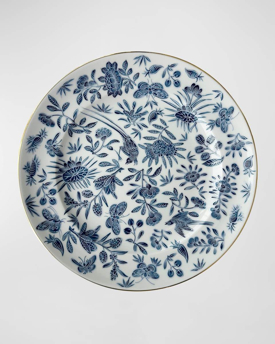 Sacred Bird & Butterfly Blue Dessert Plate