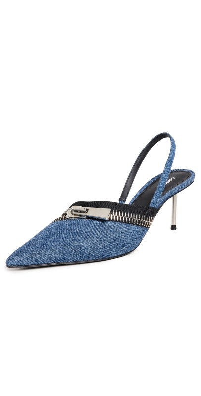Coperni Denim Zip Stiletto Heels Washed Blue