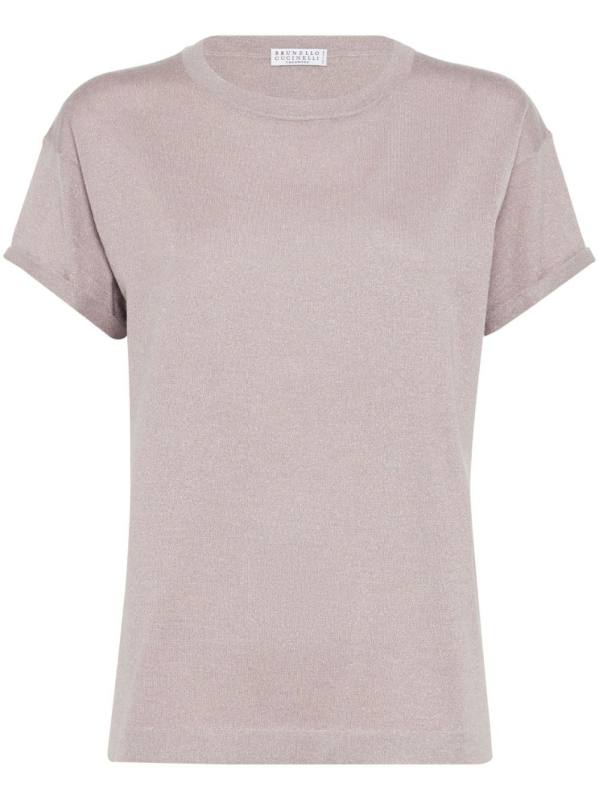 metallic-threading knitted top