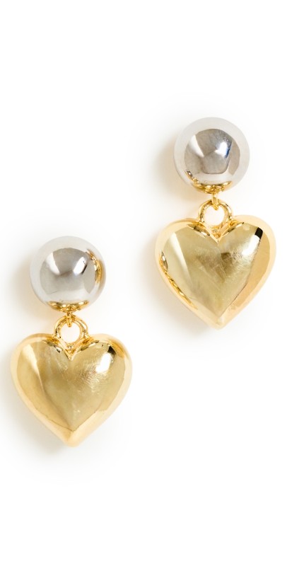 SHASHI Lou Lou Heart Drop Earrings Silver/Gold