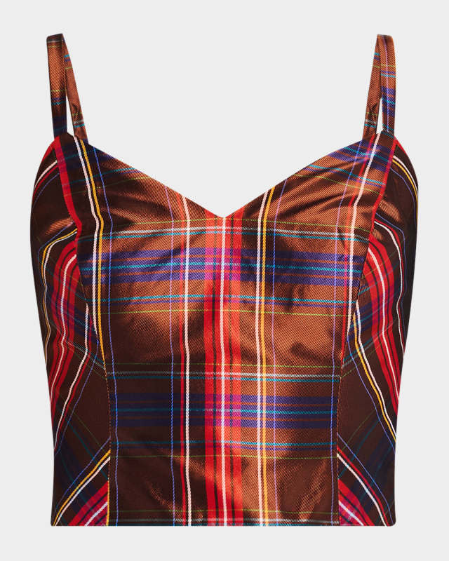 Siwan 3 Sleeveless Plaid-Print Crop Top