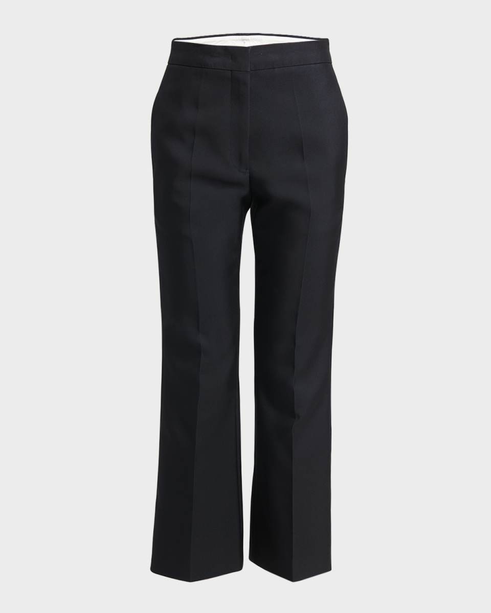 Mid-Rise Straight-Leg Ankle Trousers