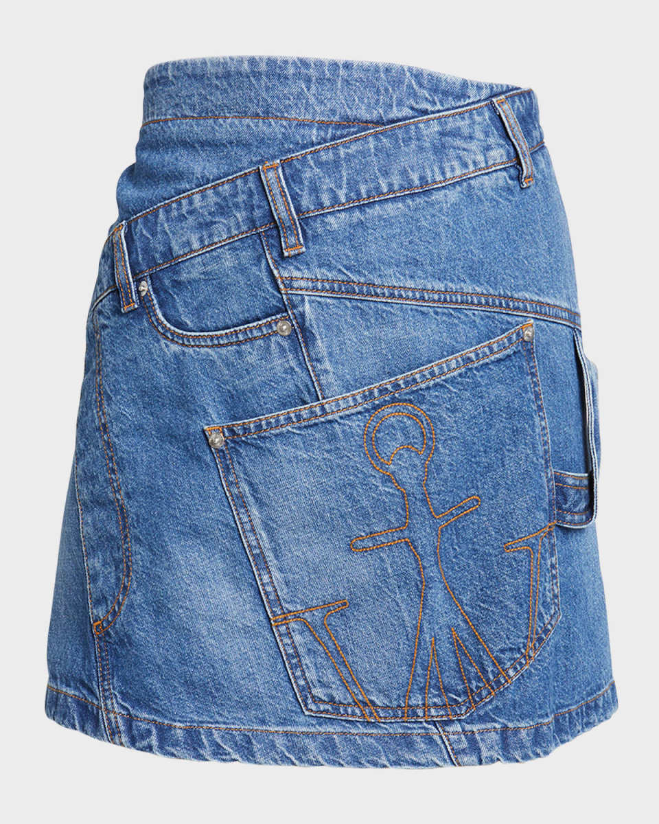 Twisted Denim Mini Skirt