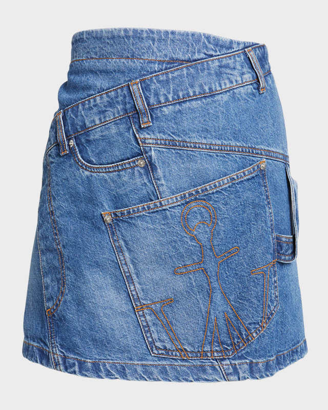 Twisted Denim Mini Skirt