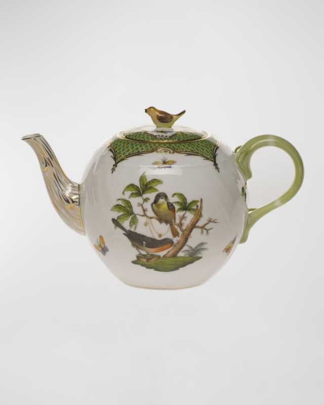 Rothschild Bird Green Border Tea Pot with Bird
