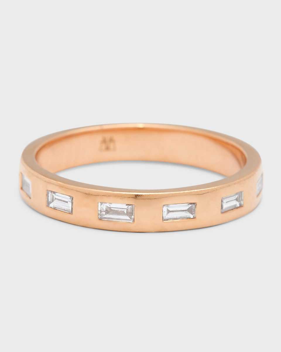 Ottoline Rose Gold Band Ring with Gypsy-Set Baguettes