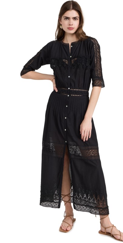 LoveShackFancy Beth Dress Black