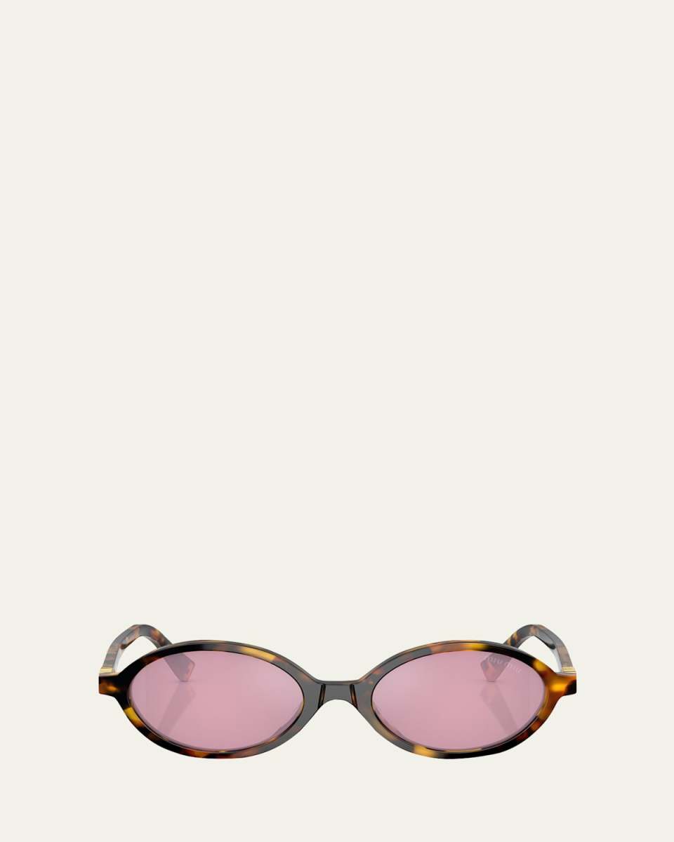 Mirrored Acetate Oval Sunglasses