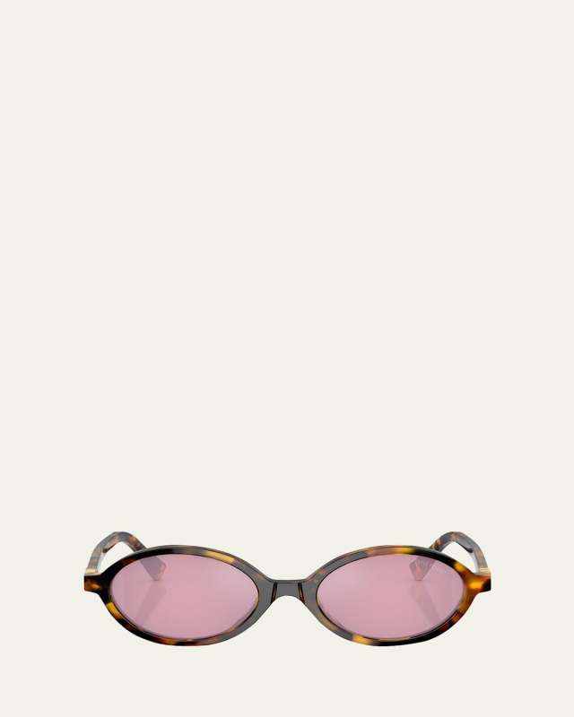 Mirrored Acetate Oval Sunglasses