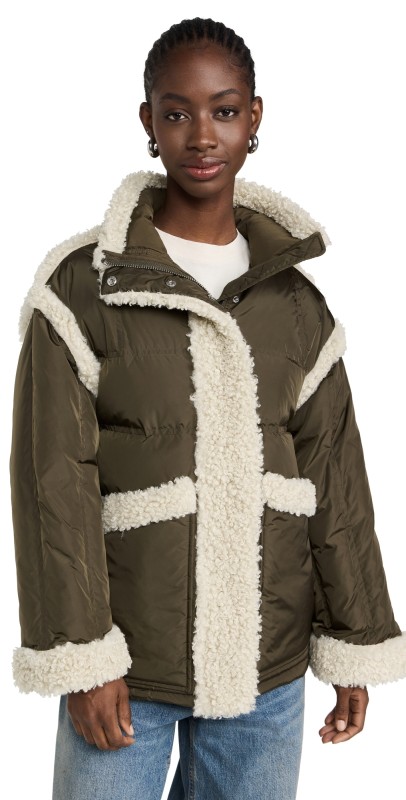 STAND STUDIO Dorothy Coat Deep Green/Natural White