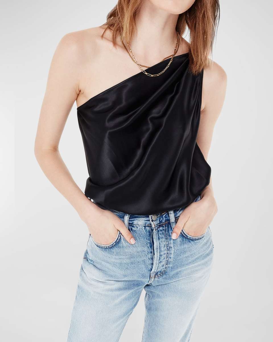 Darby Asymmetric Charmeuse Bodysuit