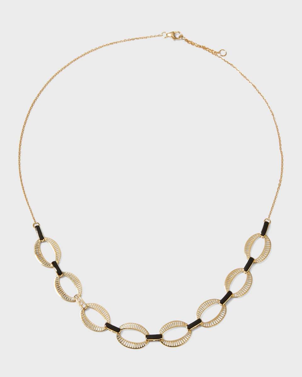 Black Enamel Diamond Chunky Chain Necklace