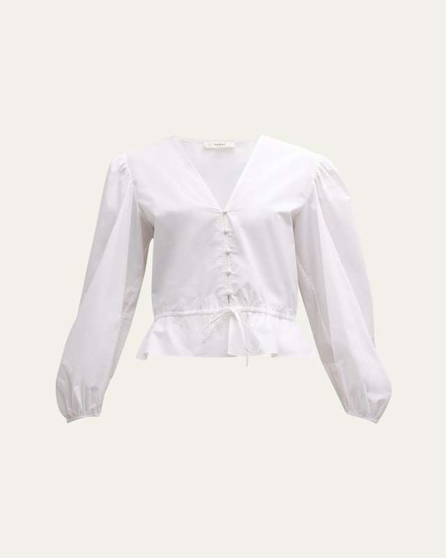 Cinched Organic Cotton V-Neck Blouse