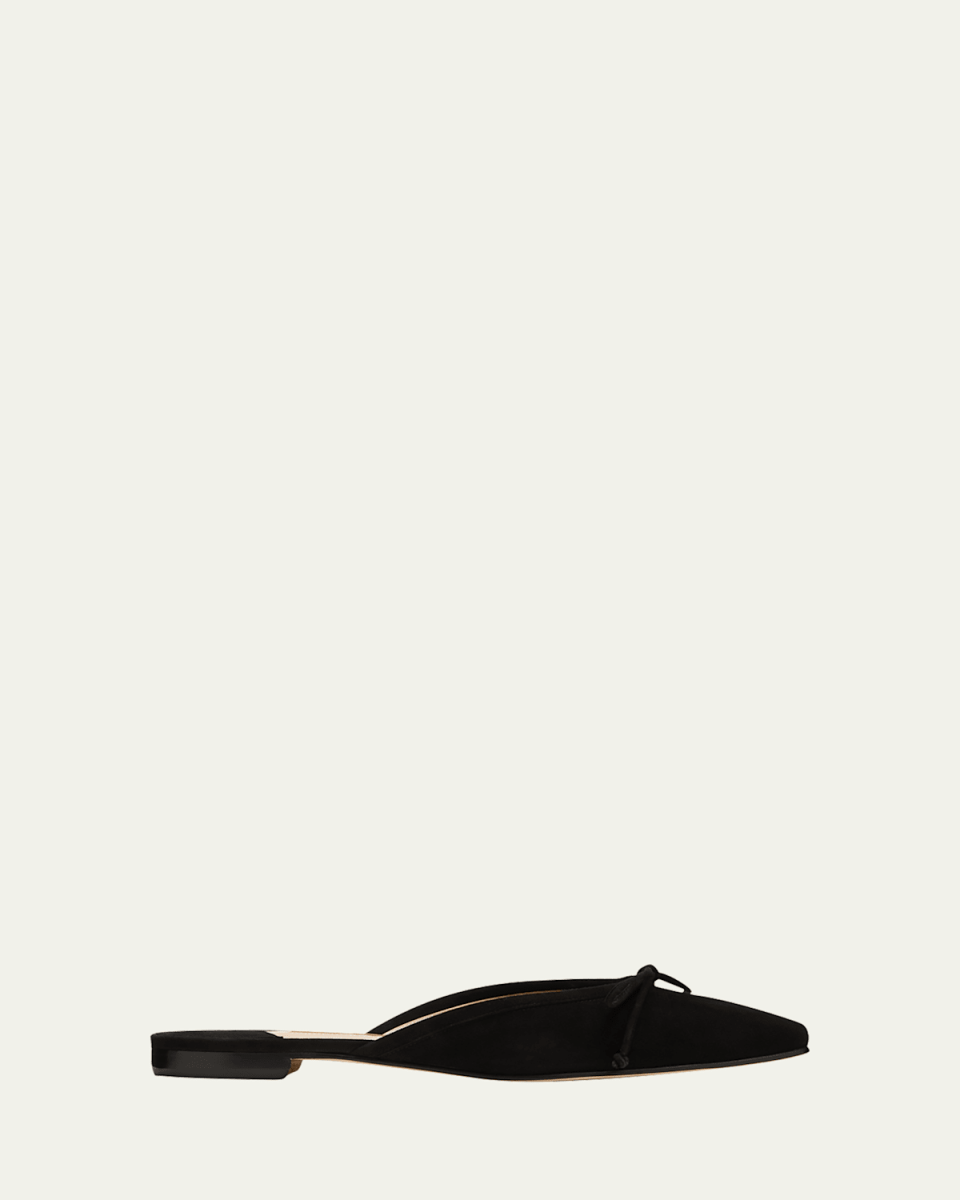 Ballerimu Suede Bow Ballerina Flat Mules