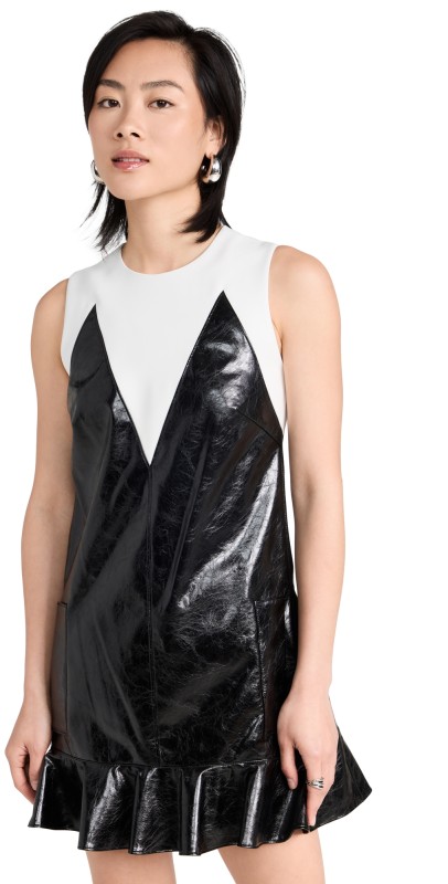 AKNVAS Aria Dress Black Leather/White
