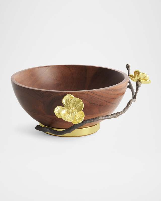 Gold Orchid Small Wood Bowl