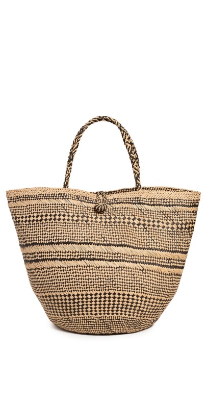 Ulla Johnson Marta Large Basket Tote Chocolate Stripe