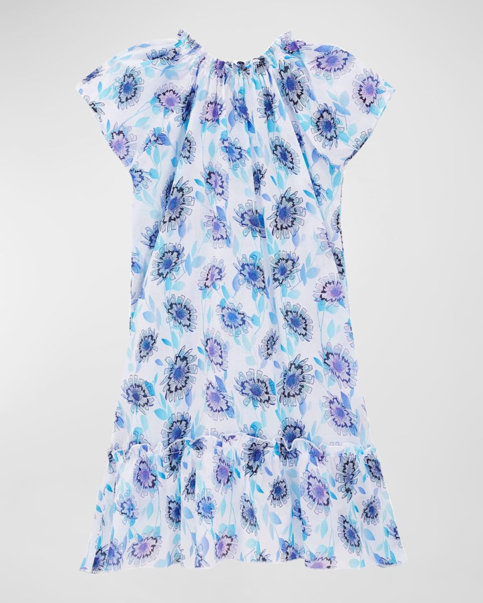 Girl's Flash Flowers Cotton Voile Dress, Size 2-14