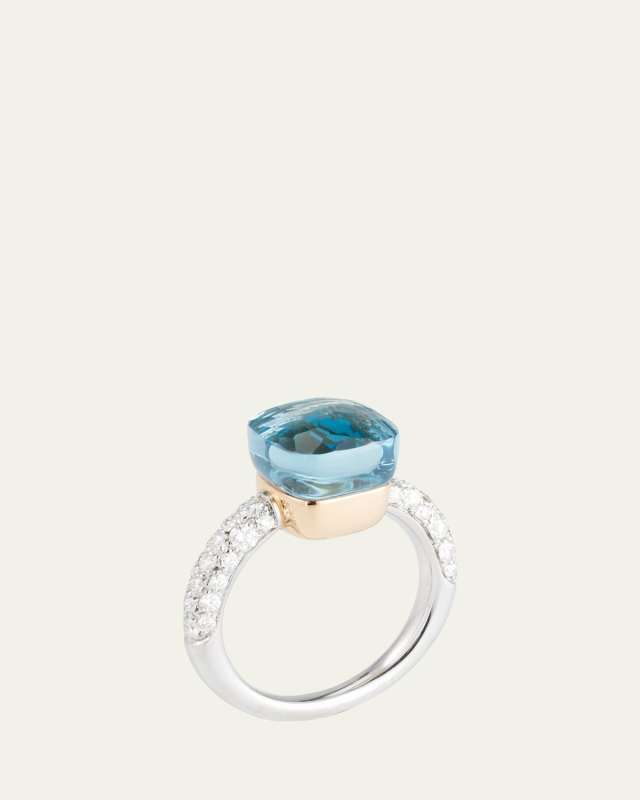 Nudo Deep Blue Petite 18k Gold Sky Blue Topaz Agate and Diamond Ring