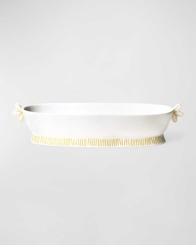 Deco Gold Scallop 19 Oval Handled Bowl