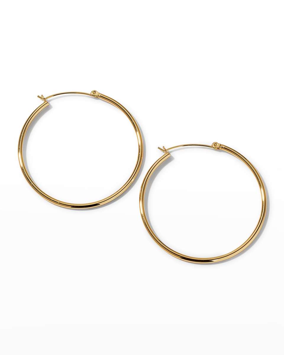 Gold-Plate Hinge Back Hoop Earrings