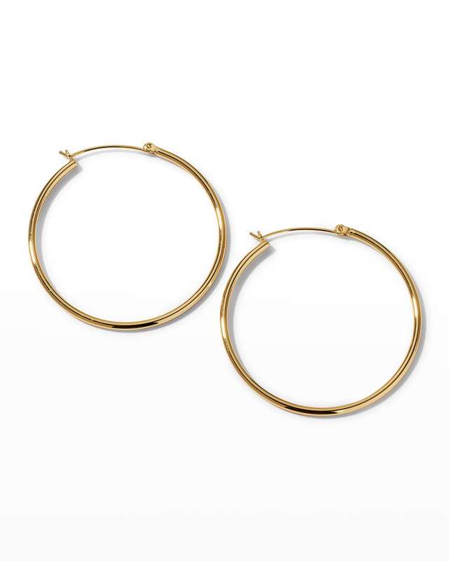 Gold-Plate Hinge Back Hoop Earrings