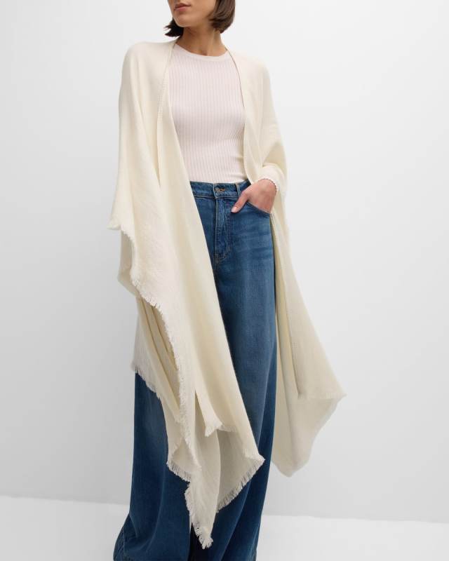 Fringed Cashmere & Silk Cape