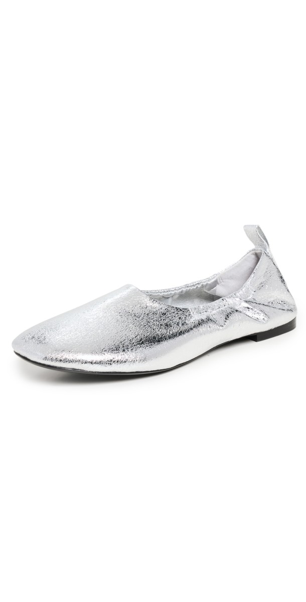SIMONMILLER Crinkle Metallic Riad Flats Silver