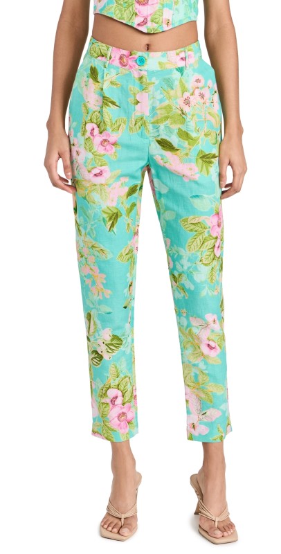 Hemant and Nandita Pants Teal Floral