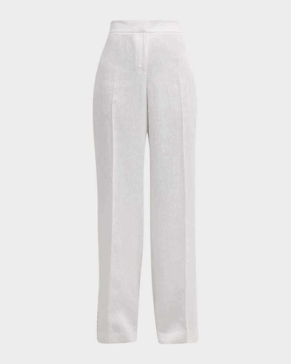 Sullivan Straight-Leg Crochet-Trim Pants