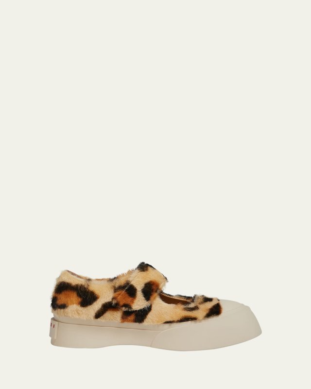 Pablo Leopard-Print Shearling Mary Jane Sneakers
