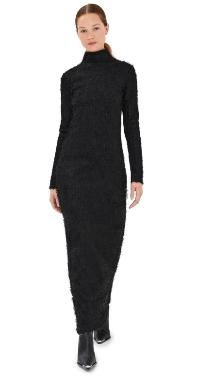 Róhe Textured Lace Turtleneck Dress Black